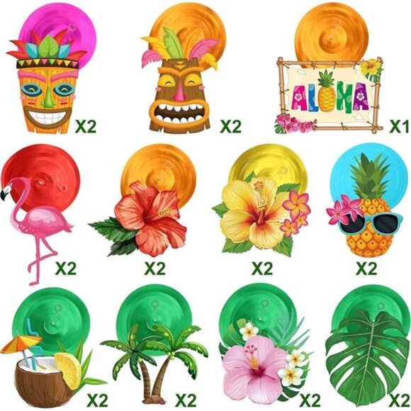 Outus 30 Pieces Hawaiian Luau Birthday Party Hanging Swirl Decoration Flower - Picture 4 of 7